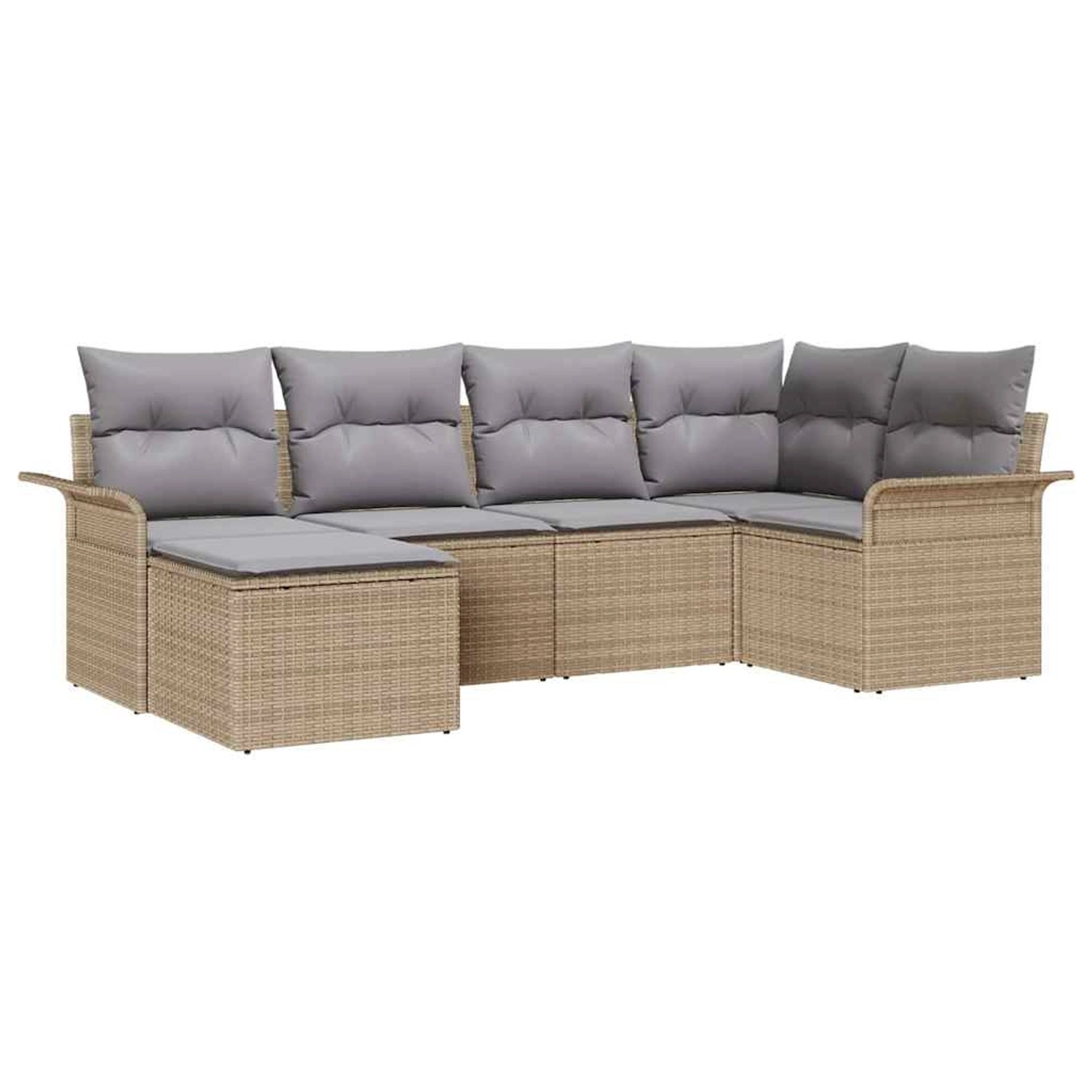 vidaXL Garten-Sofa-Set mit Kissen 6-Tlg Beige Poly Rattan 3345430 günstig online kaufen