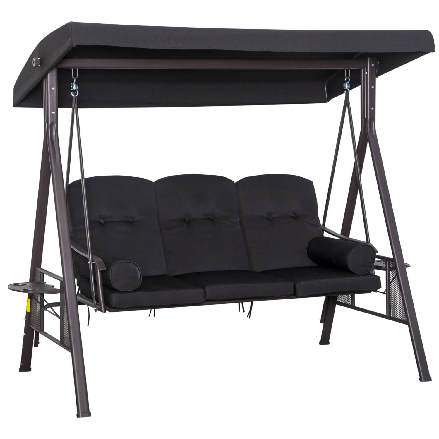 Outsunny 3-Sitzer Hollywoodschaukel mit Sonnendach Schwarz 116 x 206 x 183 günstig online kaufen