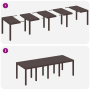 vidaXL Gartentisch, braun, ausziehbar auf 250 cm, Poly Rattan, für bis zu 8 Personen.