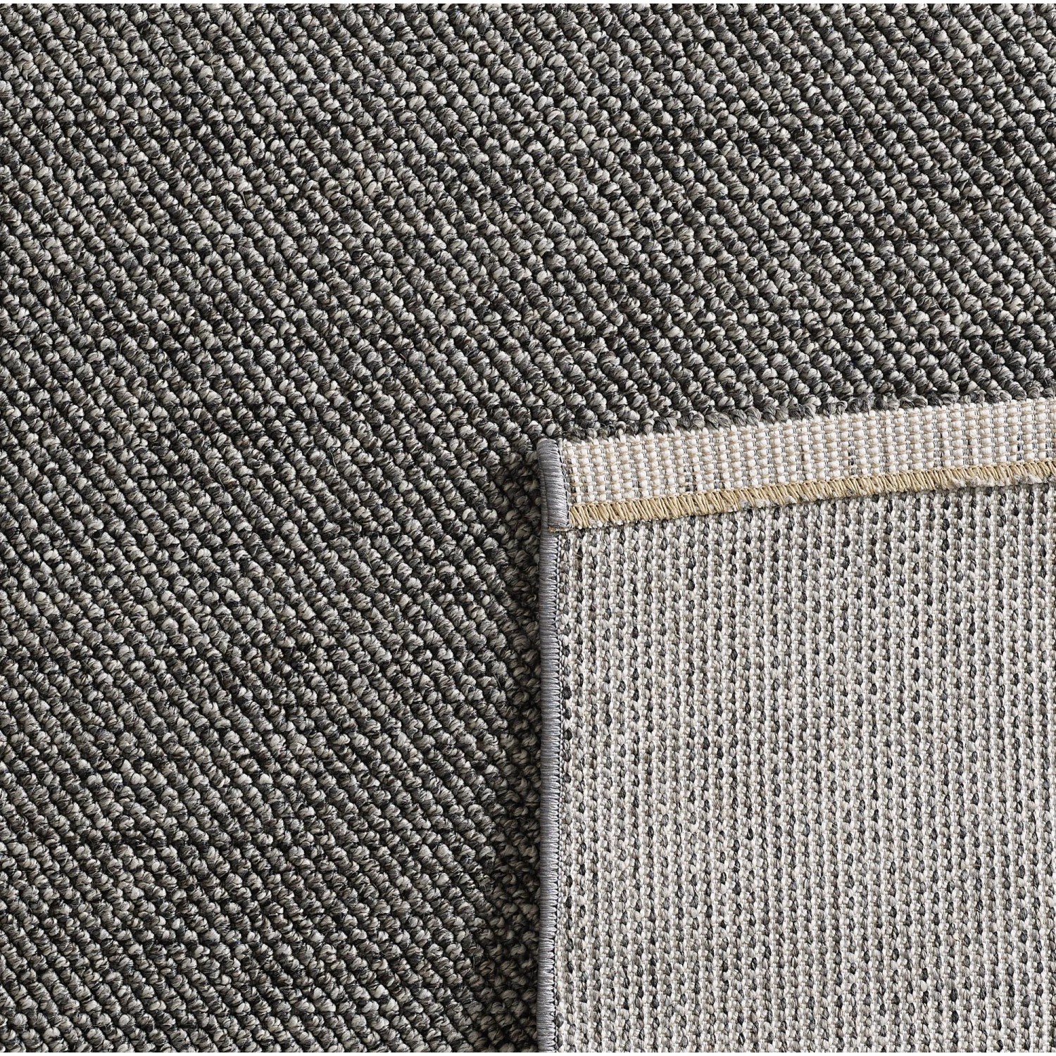 Grauer Ayyildiz Kurzflorteppich Loom 4300 (280x370 cm) mit melierter Struktur, Detailansicht.
