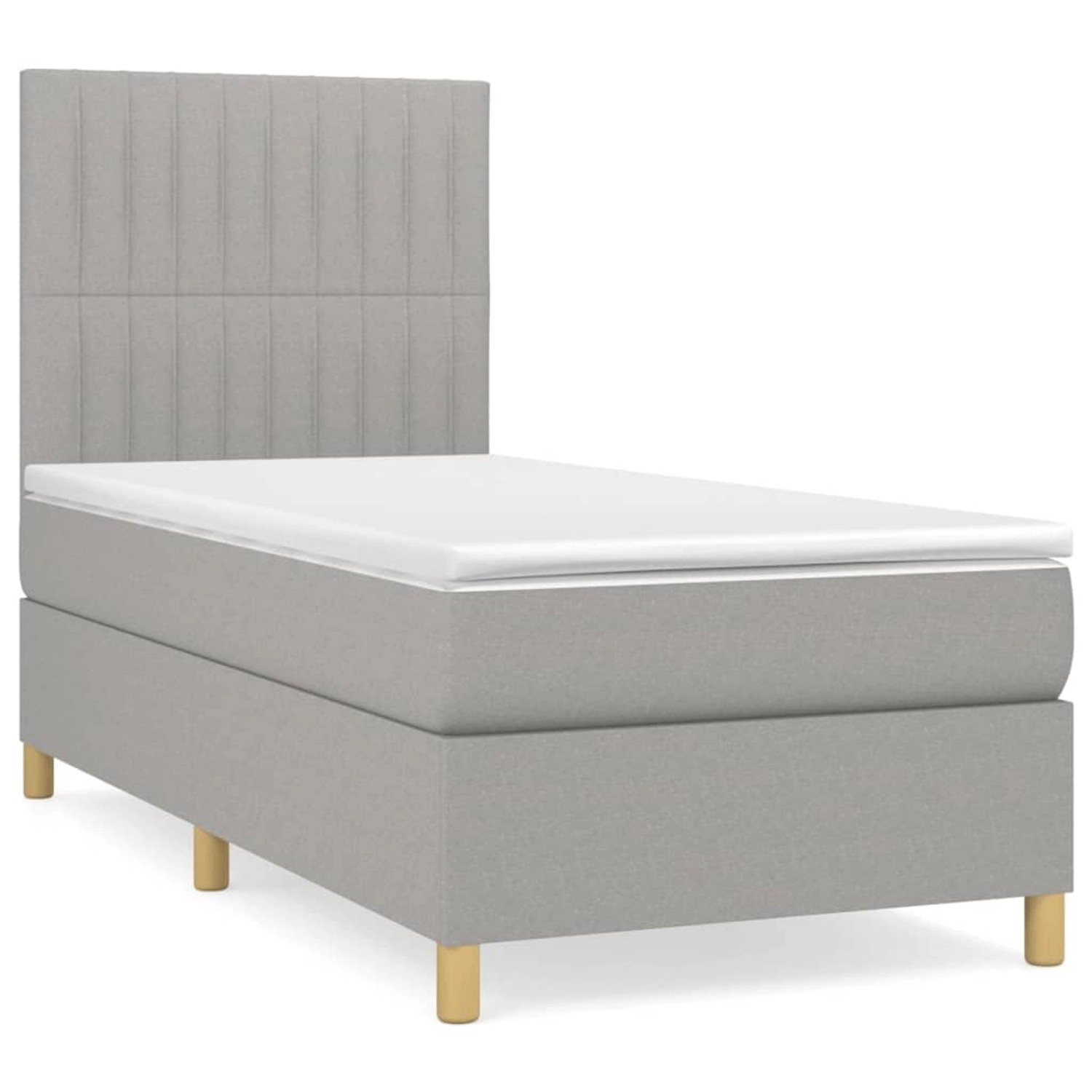 vidaXL Boxspringbett Boxspringbett mit Matratze Hellgrau 90x190 cm Stoff Be günstig online kaufen