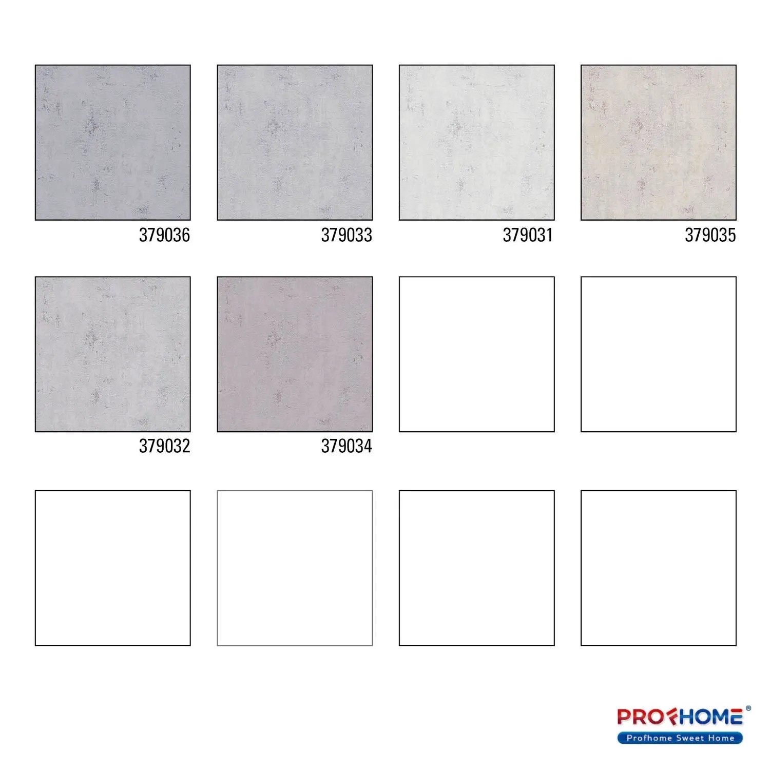 Muster verschiedener PROFHOME Vliestapeten mit Used Look in Grau und Schwarz.