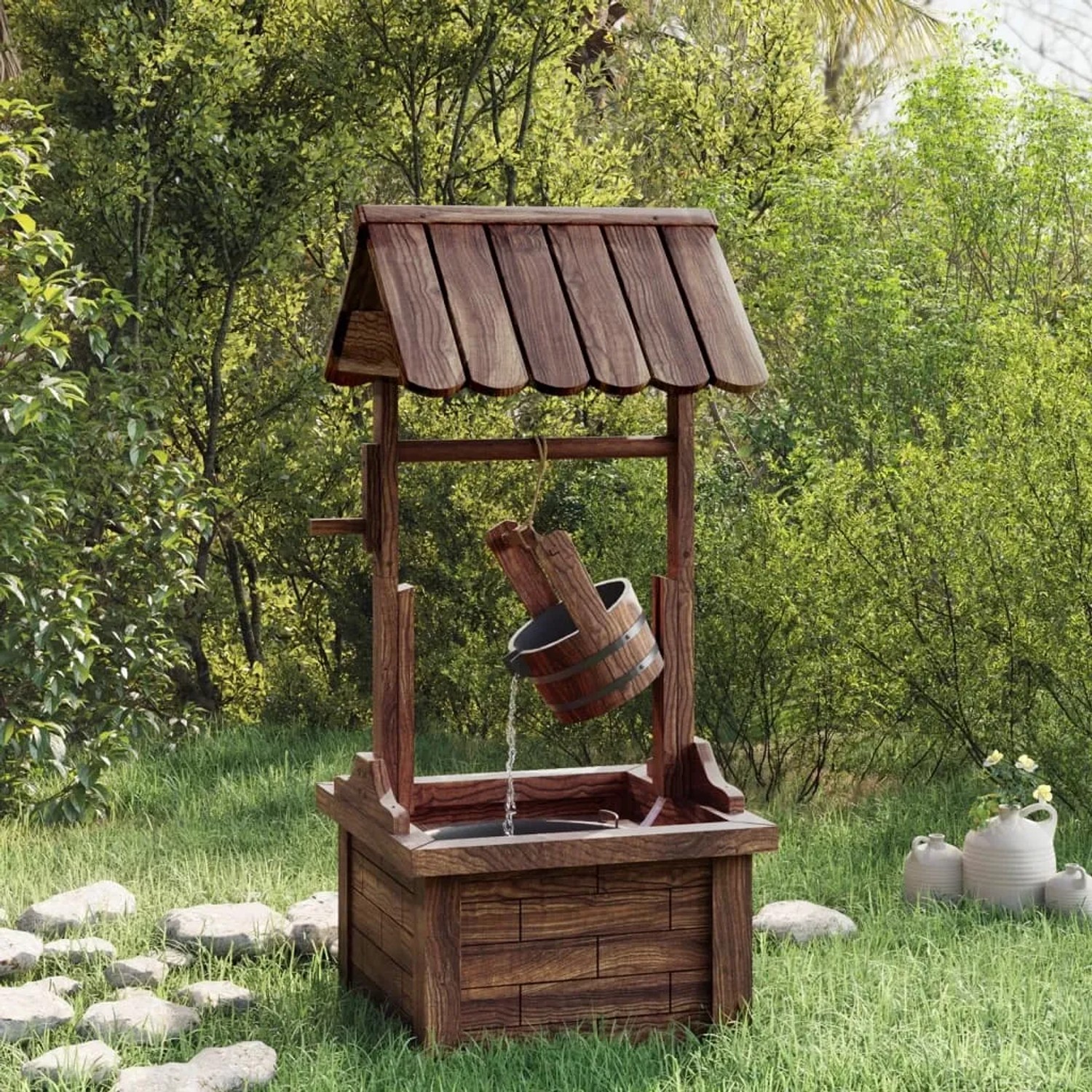 vidaXL Zierbrunnen Garten mit Pumpe 57x50x112 cm Massivholz Tanne kaufen bei OBI