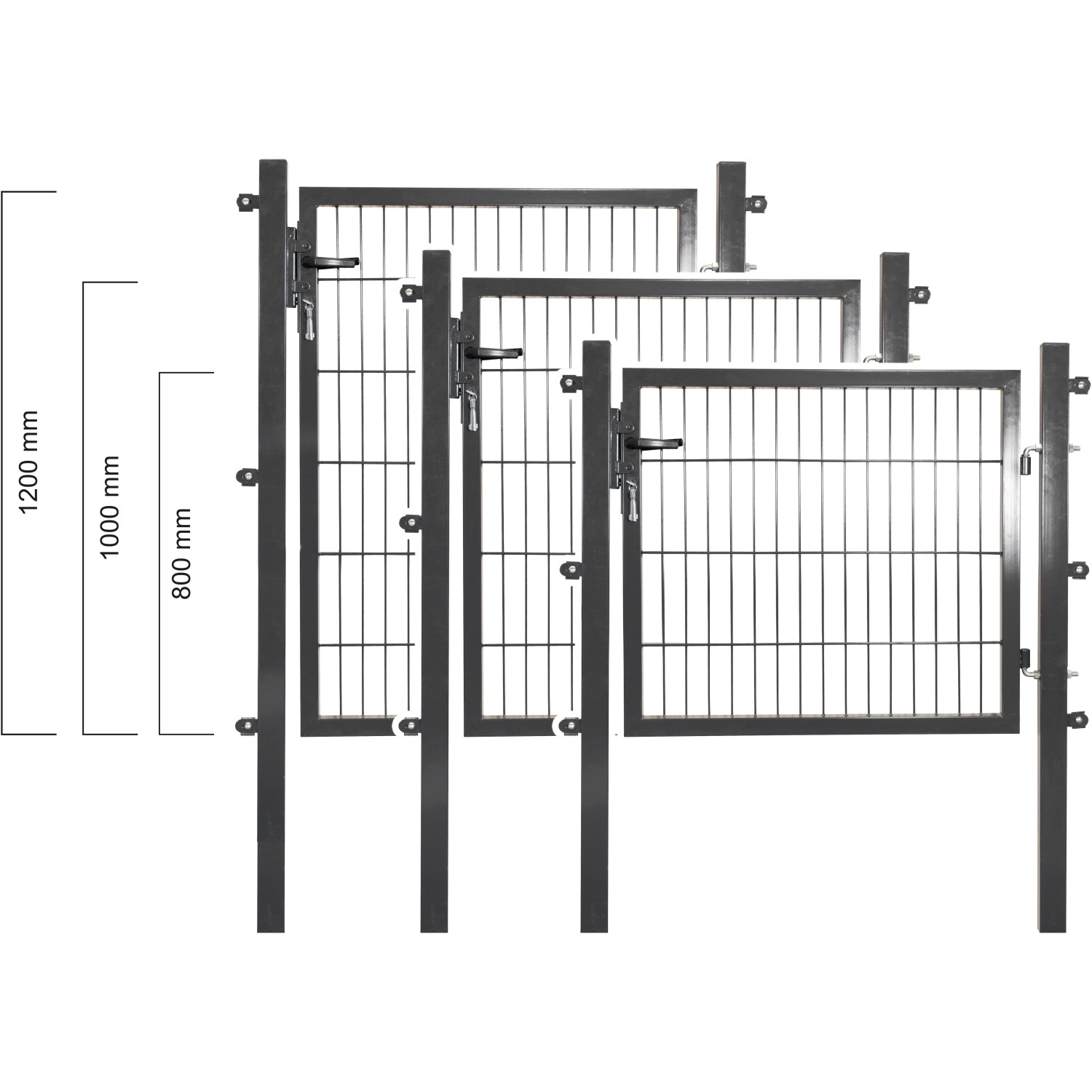 Solid Gartentor Stahl Anthrazit, verschiedene Höhen mit Doppelstabmatten-Füllung.
