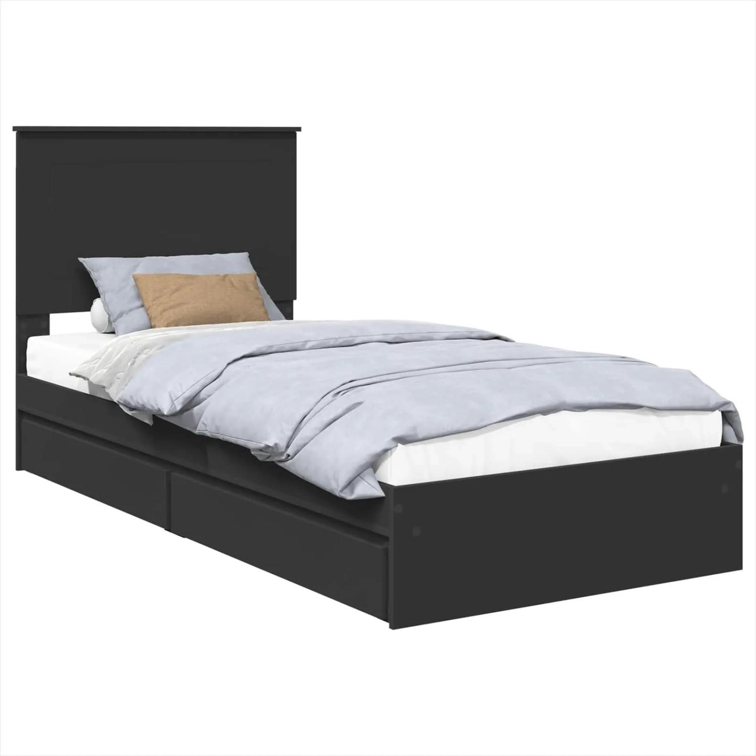 vidaXL Stauraumbett Schwarz 100 x 200 cm Holzwerkstoff 3409581 günstig online kaufen