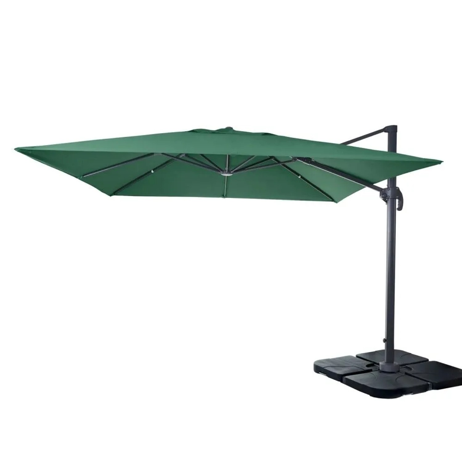 MCW Ampelschirm A96 3x3m Alu/Stahl Dunkelgrün mit Ständer