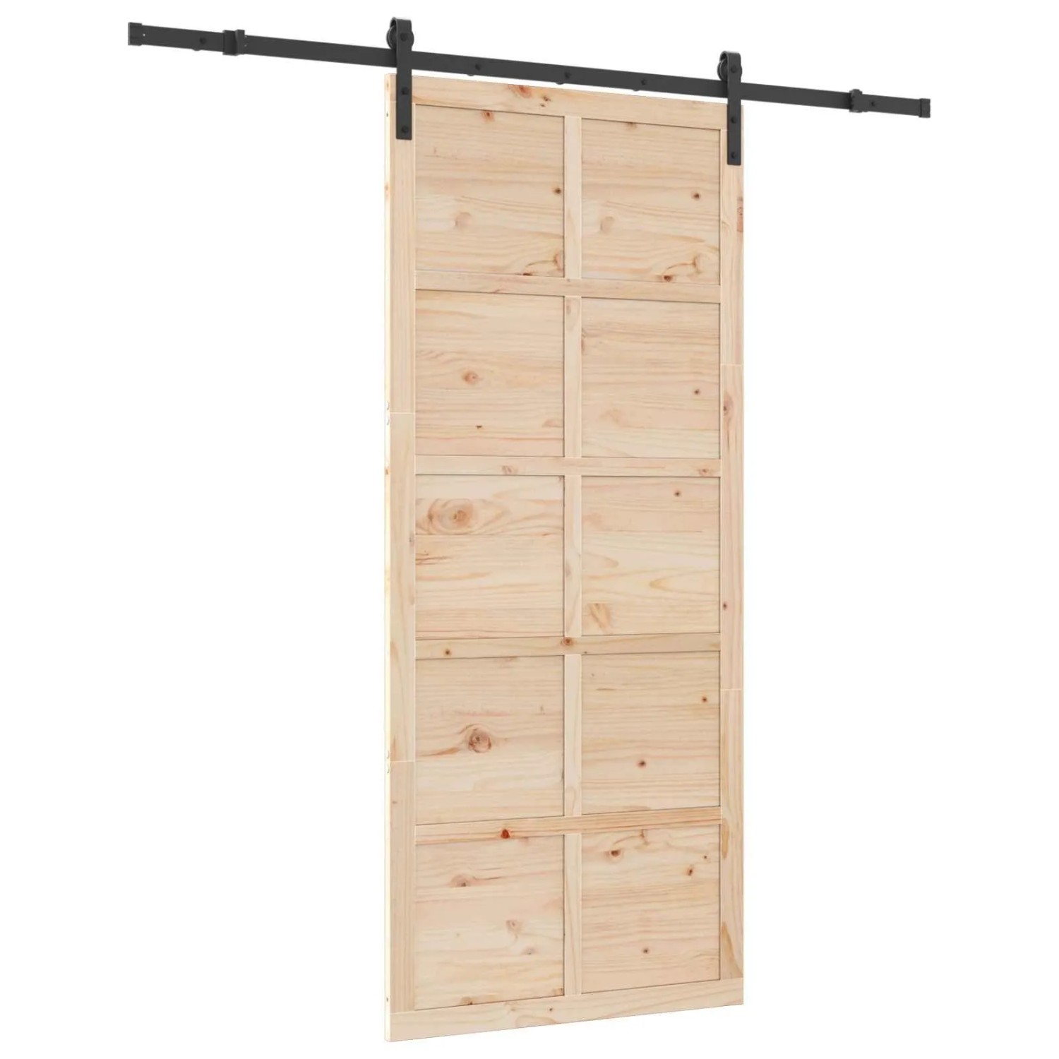 vidaXL Schiebetür Natur 90 x 208 cm Massives Kiefernholz 3445666