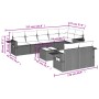 vidaXL 9-tlg. Garten-Sofagarnitur, schwarzes Poly Rattan mit Kissen. Gartenmöbel-Set mit Tisch und Sofas.