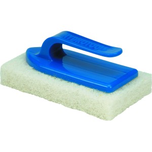 Summer Fun Randreinigerbürste: Poolbürste mit blauem Griff und weißem Schwamm.