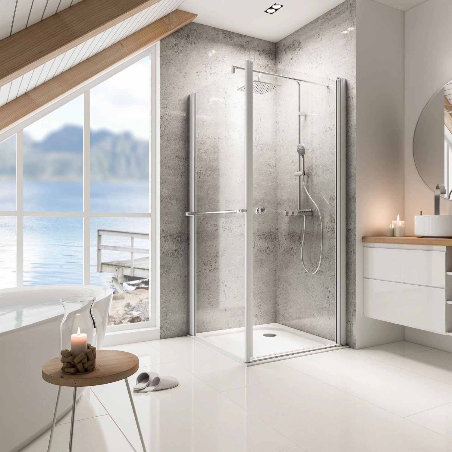 Schulte Eckdusche mit Drehtür Garant inkl. Seitenwand 80 x 80 x 200 cm rechtsseitig