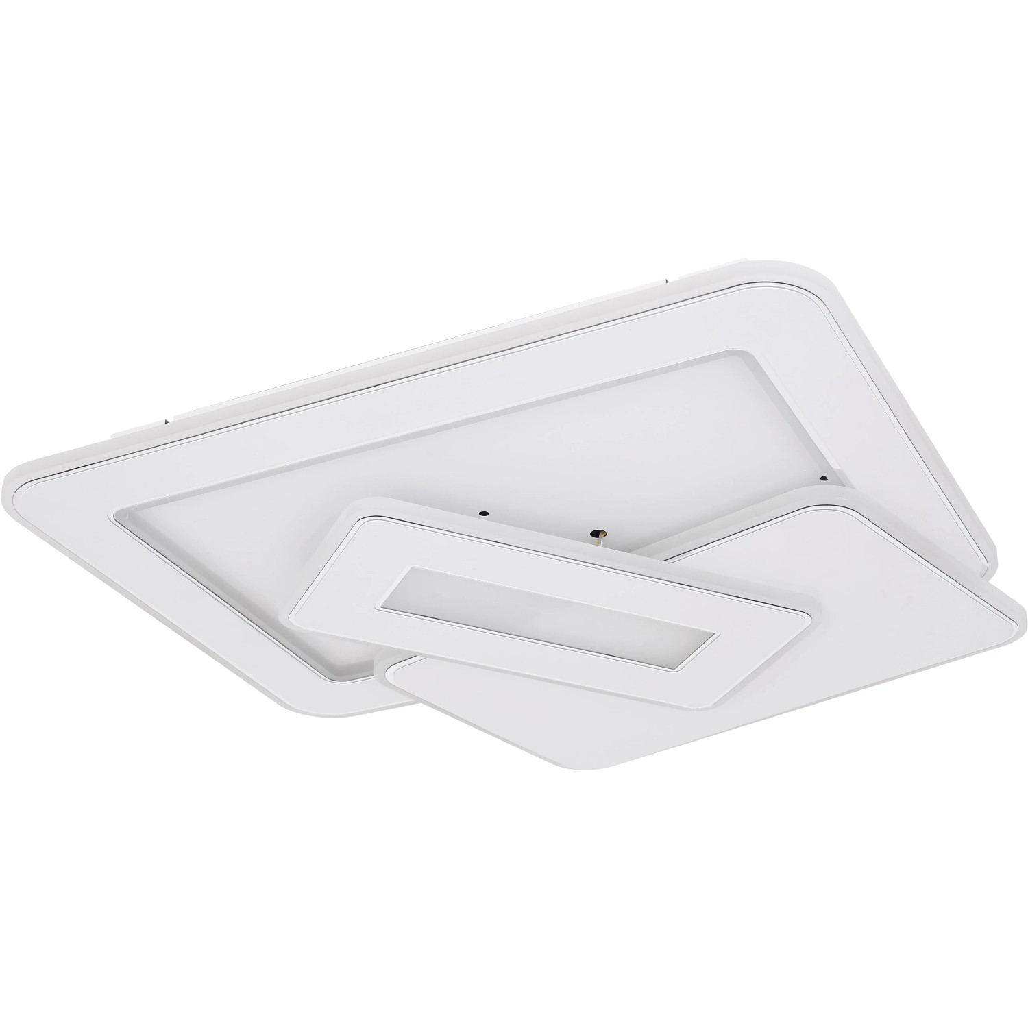 Weiße, dimmbare LED-Deckenleuchte Kique von Globo, Smart Home kompatibel, 490x485x68 mm.