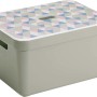 Hellgrüne Sunware Aufbewahrungsbox Sigma Home (32 l) mit gemustertem Deckel.