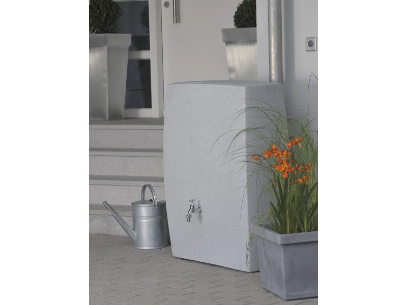 Regentonne Noblesse 275 Liter – Eckig, Granit Grau, Kindersicher