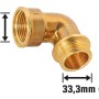 Gewinde-Winkel aus Messing, 30,3 mm x 33,3 mm, für Wasser- und Heizungsinstallationen.
