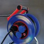 Brennenstuhl Baustellen-Kabeltrommel, blau, 25 m, mit 3 Steckdosen und rotem Tragegriff.