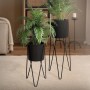 ML-Design Blumenständer 2er Set, schwarz, aus Stahl. Dekorative Pflanzenständer für Innen und Außen.