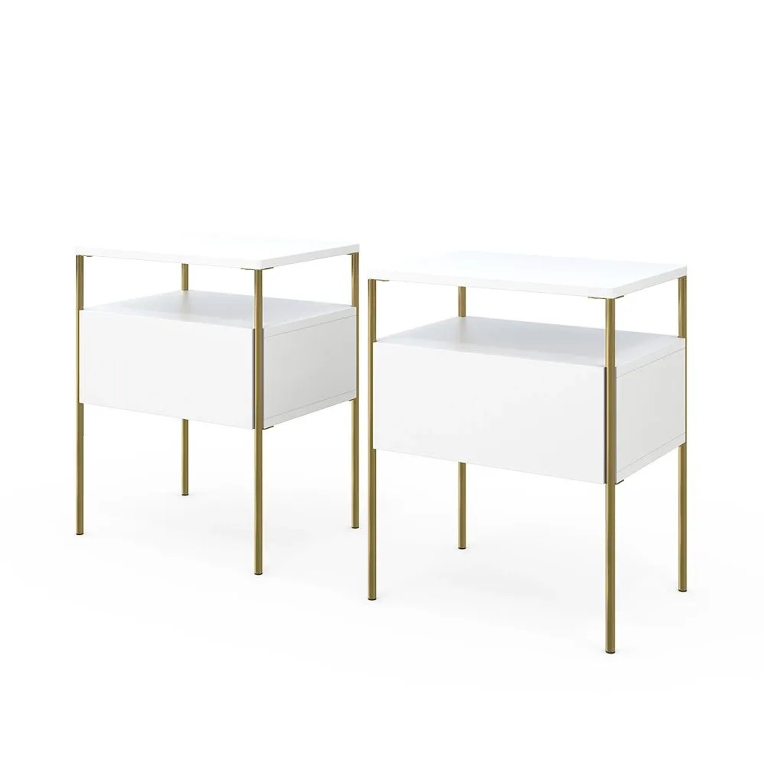 Vicco Nachttisch Mira Weiß Gold 40 x 50 2er Set