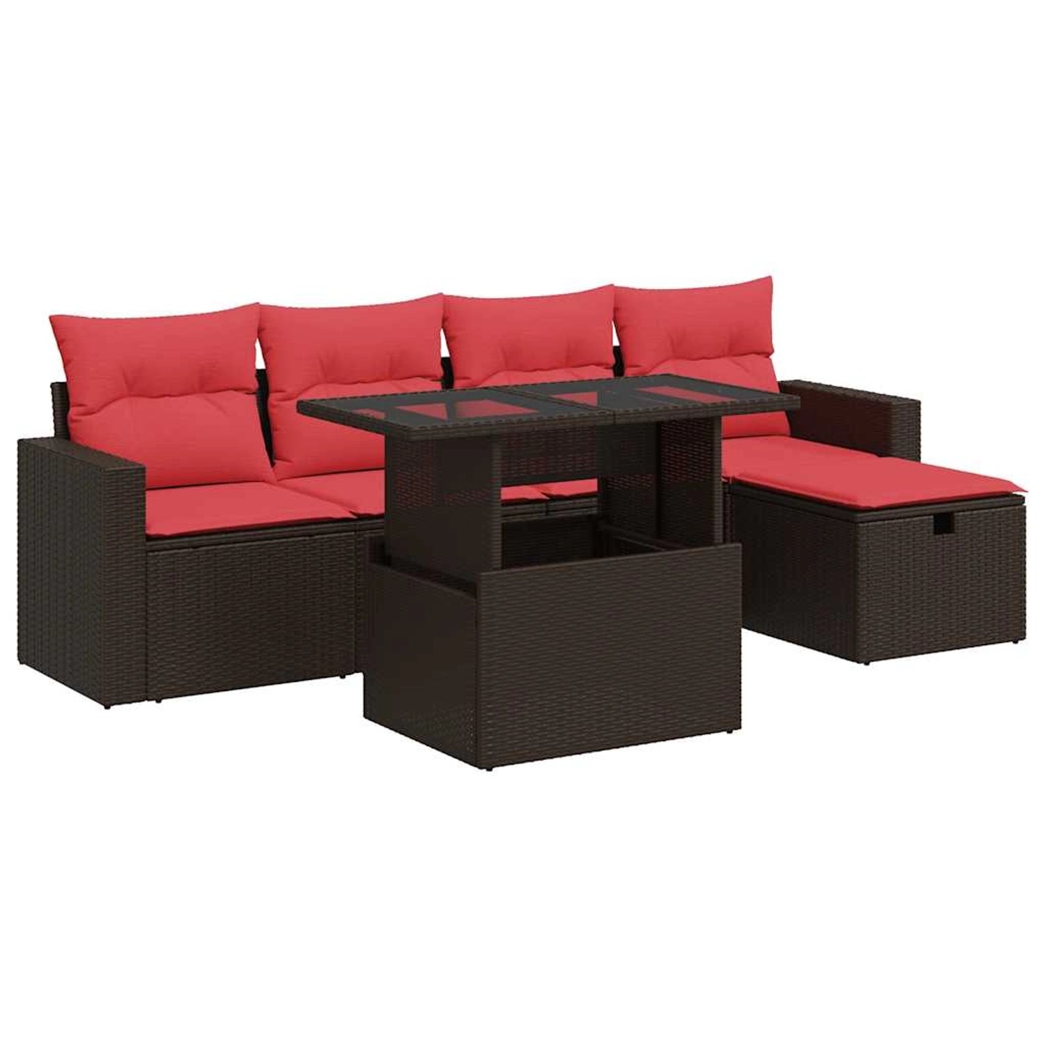 vidaXL 6-Tlg Garten-Sofagarnitur mit Kissen Braun Poly Rattan 3327814 günstig online kaufen