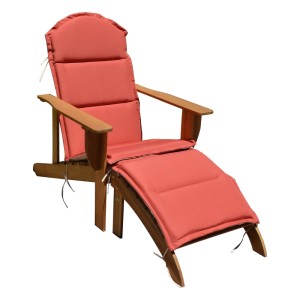 DELUKE Adirondack-Stuhl MARKUS mit Auflage Natur Eukalyptus Liegestuhl Adirondack Gartenstuhl Sonnenliege
