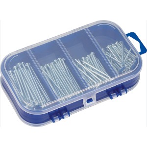 LUX Nagelsortiment 375g im blauen Sortimentskasten mit verschiedenen Nagelgrößen.