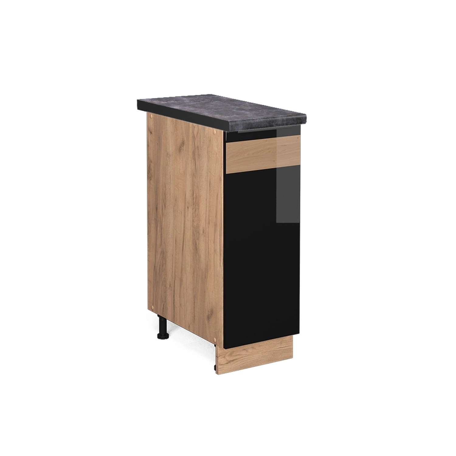 Vicco Apothekerschrank Fame-Line Schwarz Eiche hochglanz/Goldkraft Eiche 30 günstig online kaufen