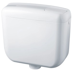 Weißer Siamp Aufputz-Spülkasten Concept1 mit Start-Stopp-Technik für Stand-WC.