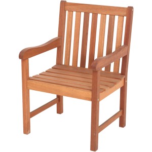 Sessel Santos aus Eukalyptusholz für Garten oder Terrasse.