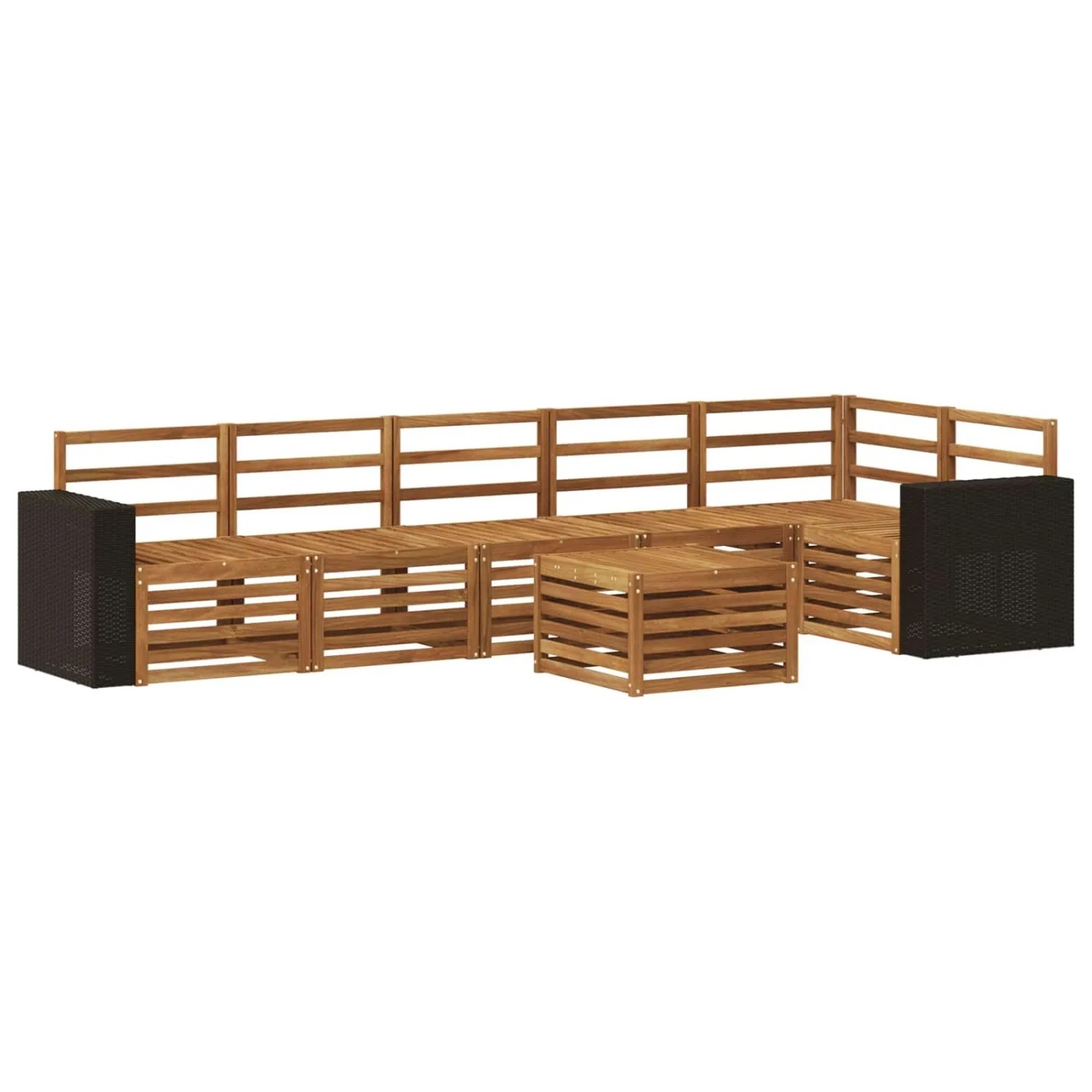 vidaXL Ecksofa Set 7 Stk Natur Massivholz Akazie 3384450