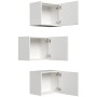 Posseik Badschrank-Set Limes, 3 weiße Hängeschränke mit geöffneten Türen.
