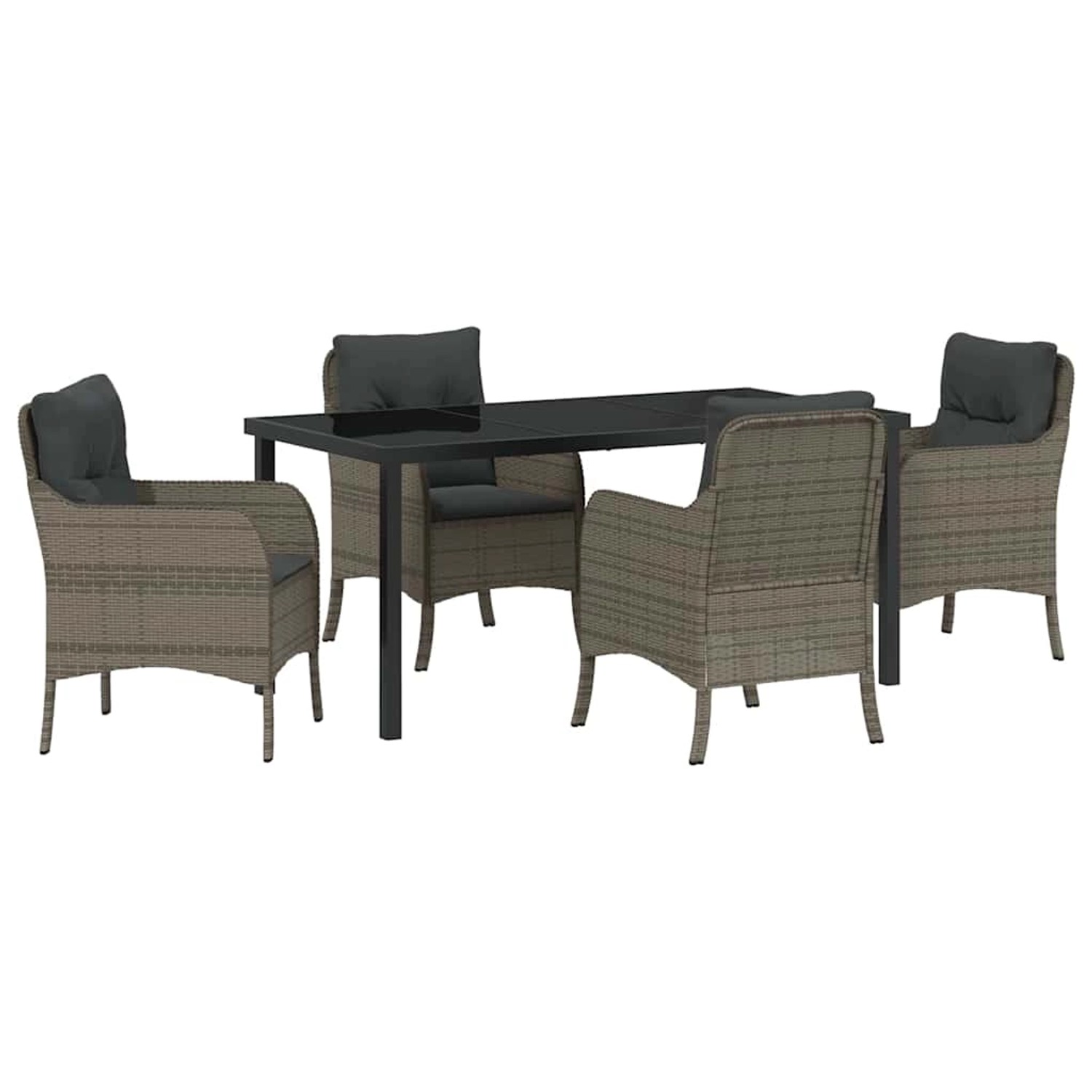 vidaXL 5-Teilige Garten-Essgruppe mit Kissen Grau Poly Rattan 3380165 günstig online kaufen