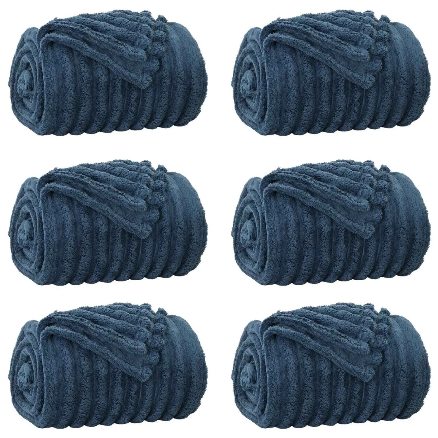 vidaXL Wohndecken 6 Stück Marineblau 240 x 220 cm Fleece 42016883