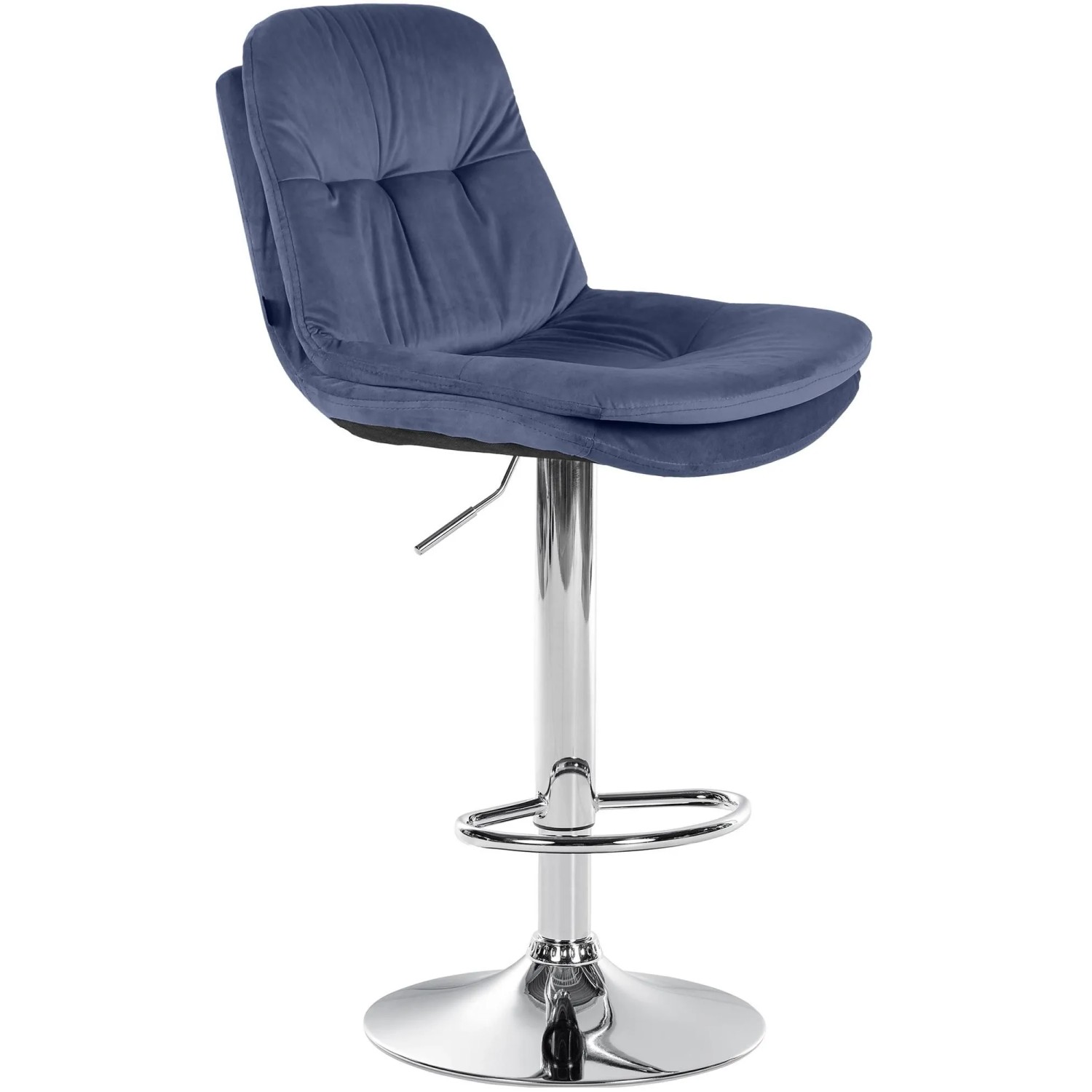 DELUKE Barhocker MITUN Samt Blau 46x54x94cm Silber Barstuhl Höhenverstellbar Mit Lehne Drehbar Tresenhocker Tresenstuhl
