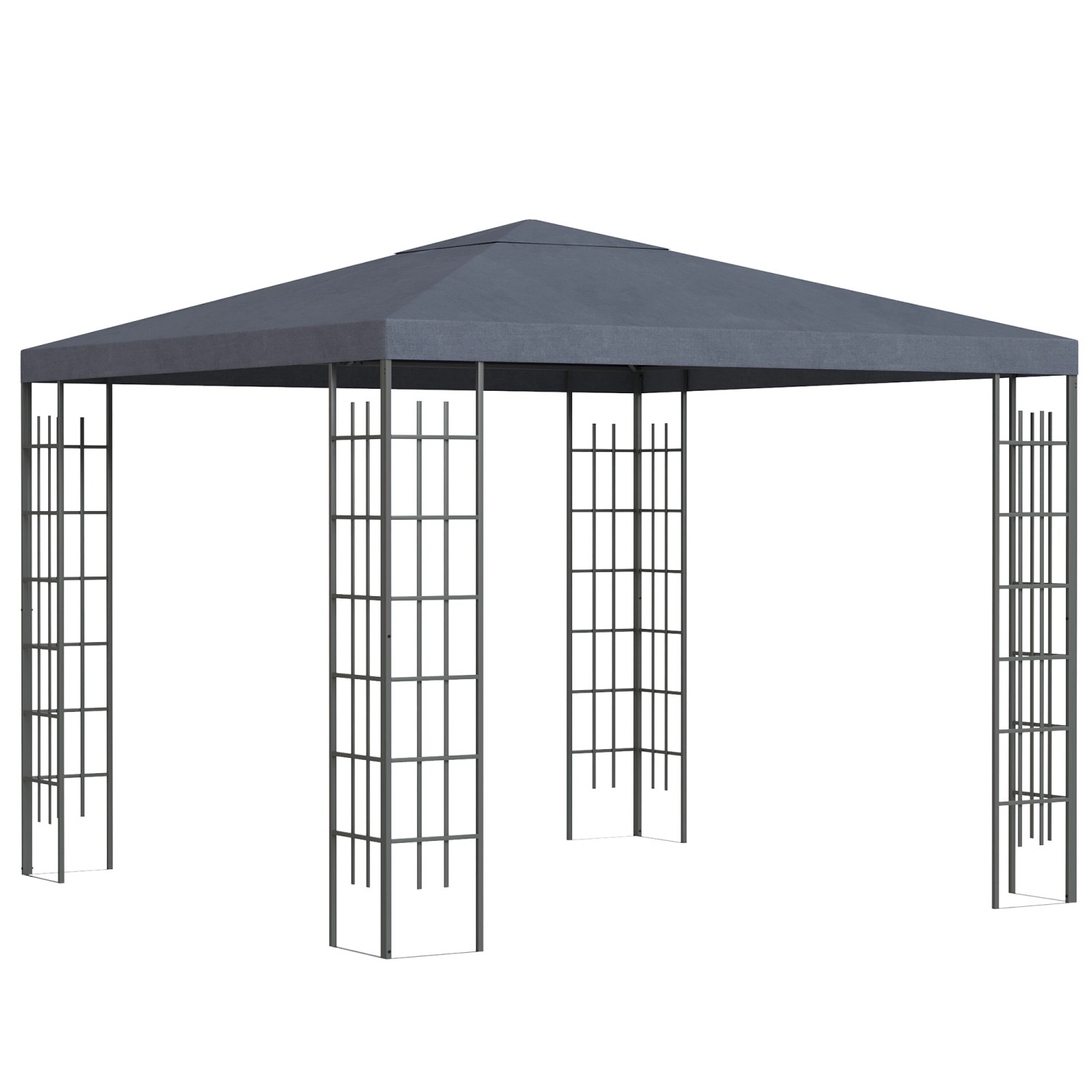 Outsunny Pavillon Stahl Polyester Grau 2,95L x 2,95B x 2,55H m günstig online kaufen