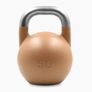 Suprfit Pro Competition Kettlebell 50 kg, hellbraun, mit silbernem Edelstahlgriff. Ideal für Sport & Fitness Training.