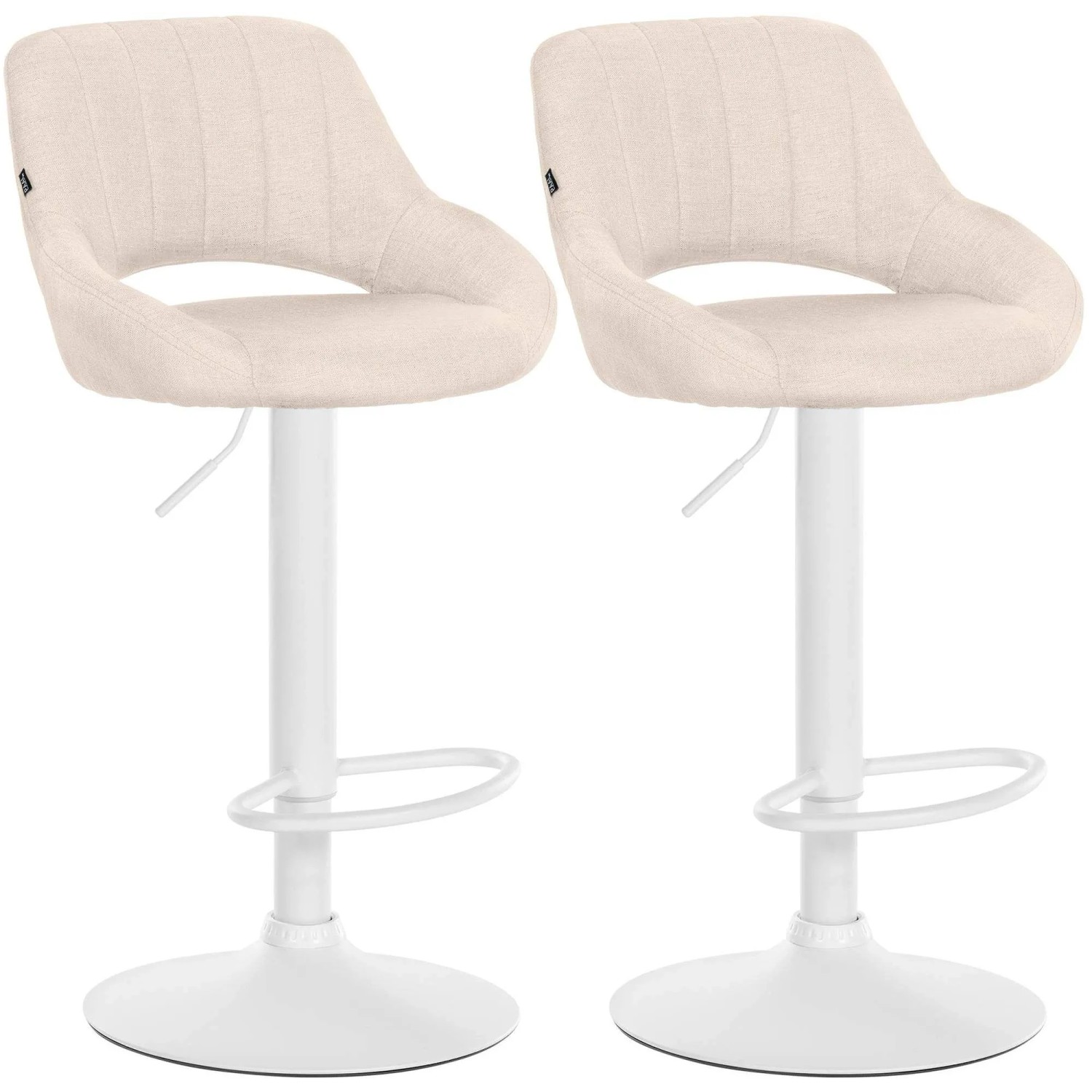 DELUKE 2er Set Barhocker SEGAD Stoff Creme 47x48x85cm Weiß Barstuhl Mit Lehne Tresenhocker Tresenstuhl