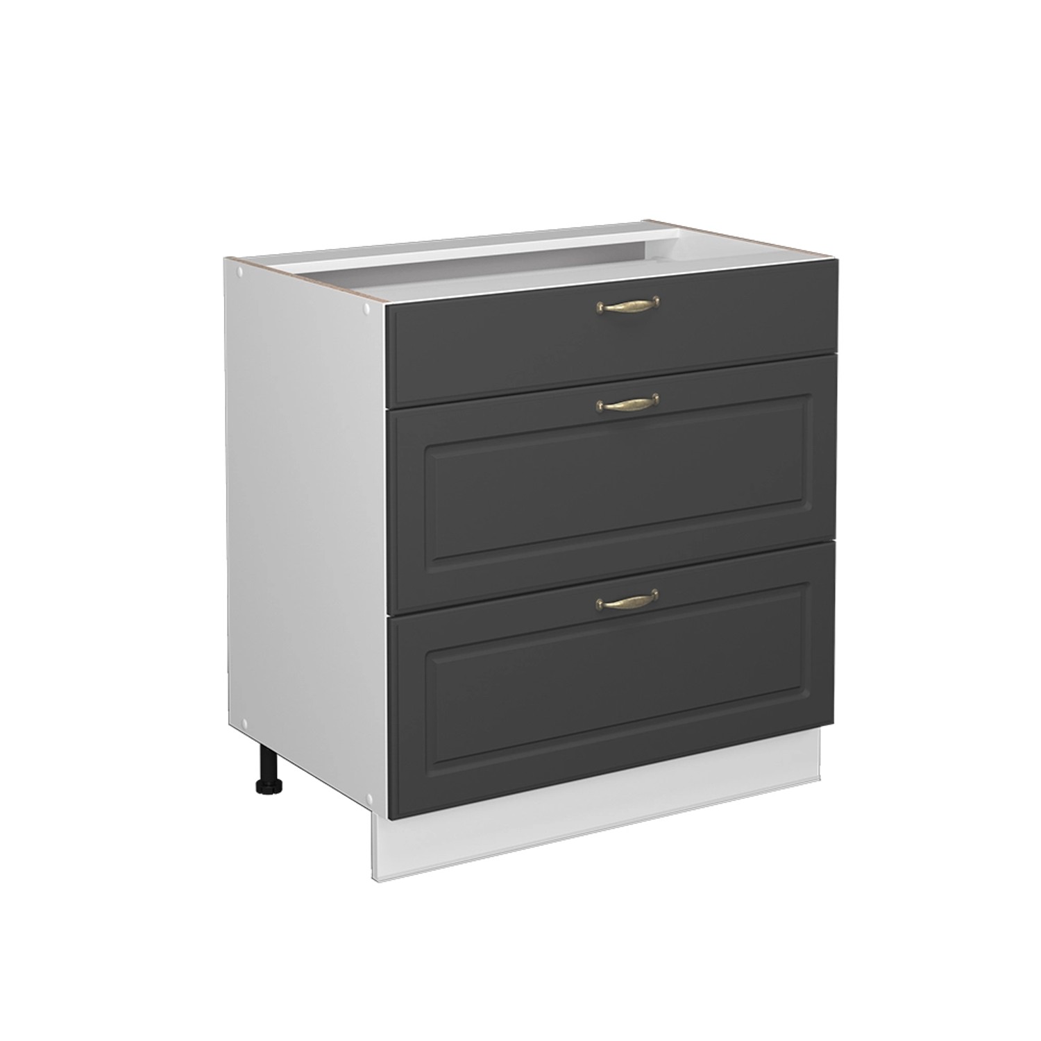 Vicco Badschrank Fame-Line Anthrazit-Gold/Weiß 80 x 82 cm mit 3 Schubladen ohne Arbeitsplatte