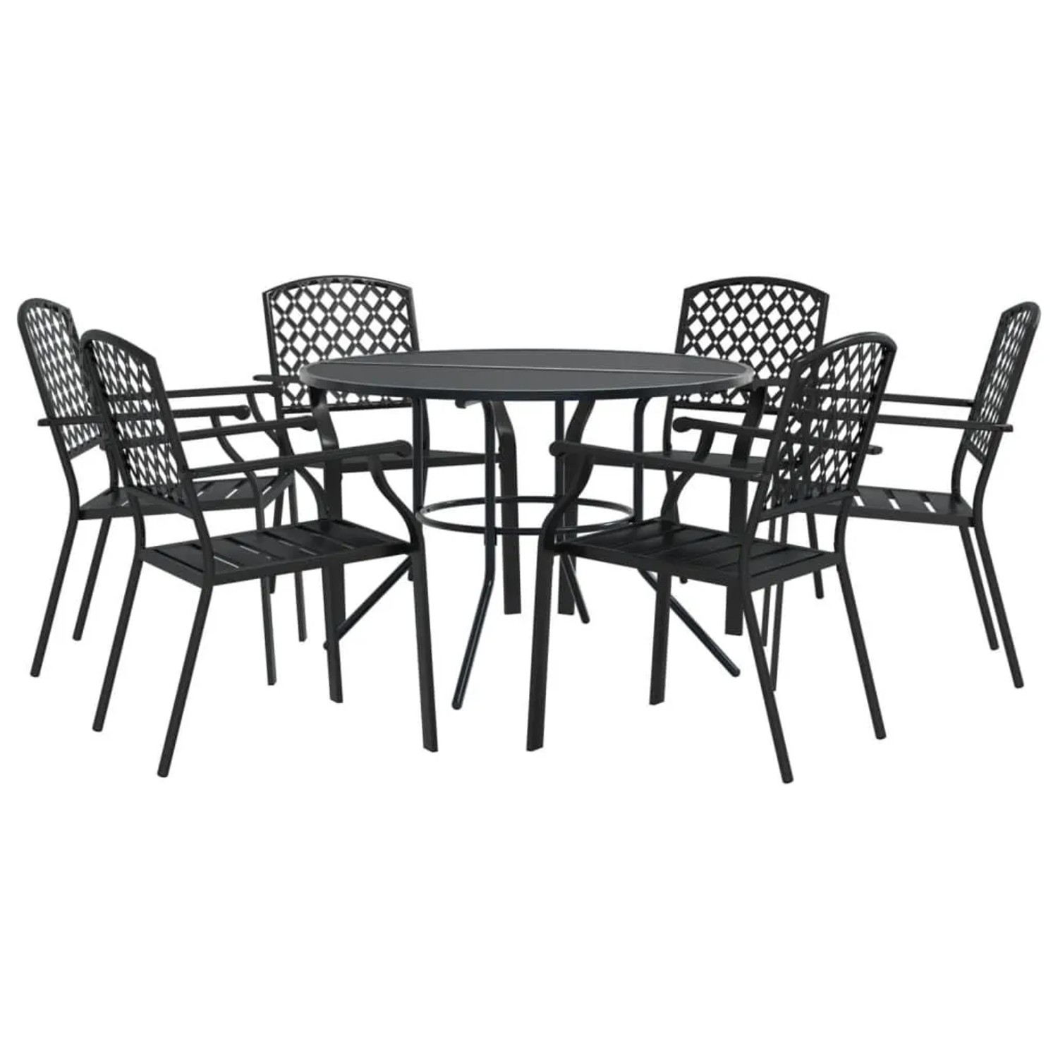 Furnicato Gartenstuhl-set 7-tlg Stapelbar Pulverbeschichteter Stahl