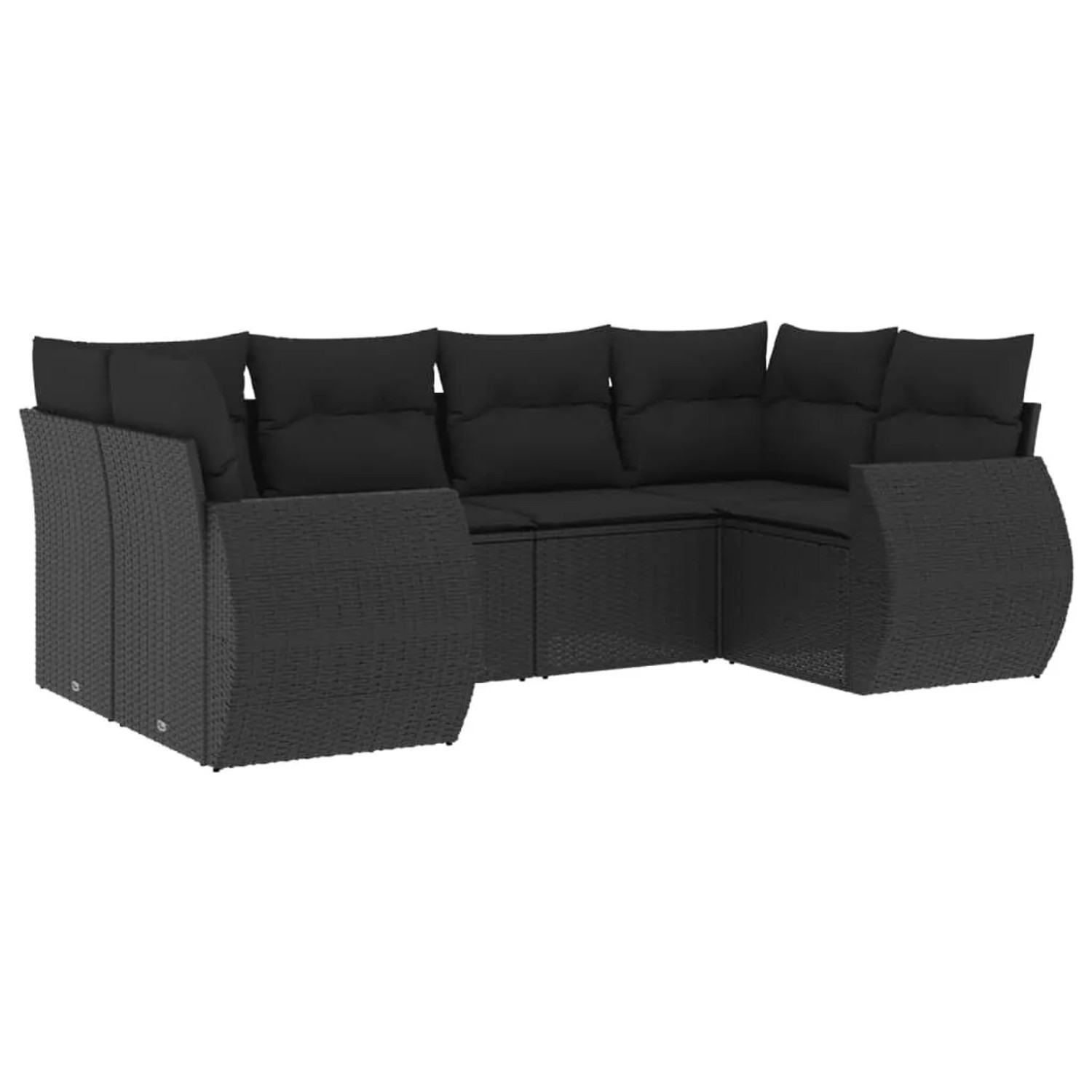 vidaXL 6-Tlg Garten-Sofagarnitur mit Kissen Schwarz Poly Rattan 3221774