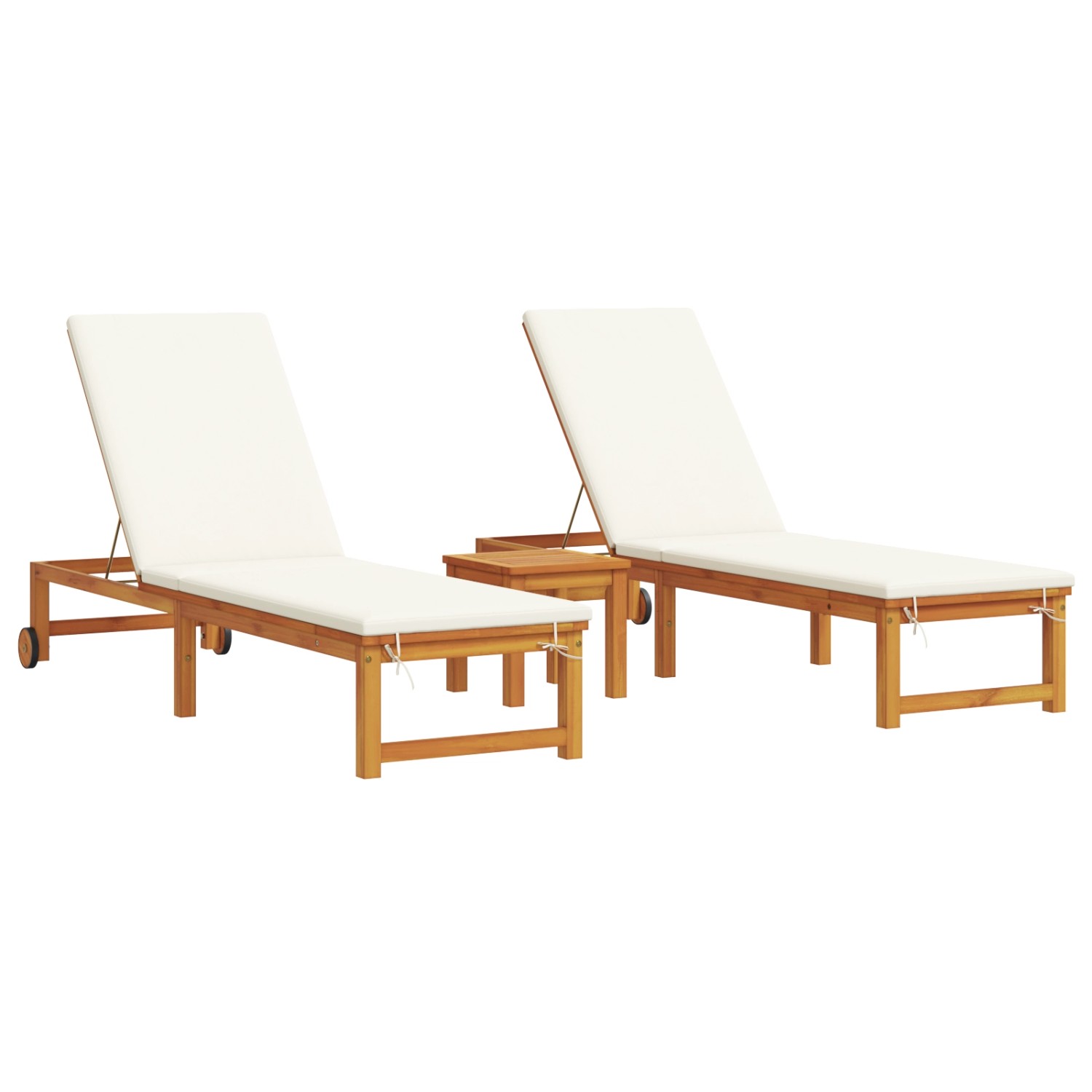 vidaXL Sonnenliegen 2 Stk mit Tisch und Kissen Massivholz Akazie 3333834 günstig online kaufen