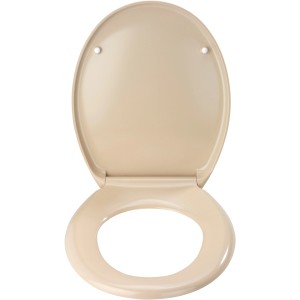 Beiger Wenko Premium WC-Sitz Ottana mit Absenkautomatik und Edelstahlscharnieren.