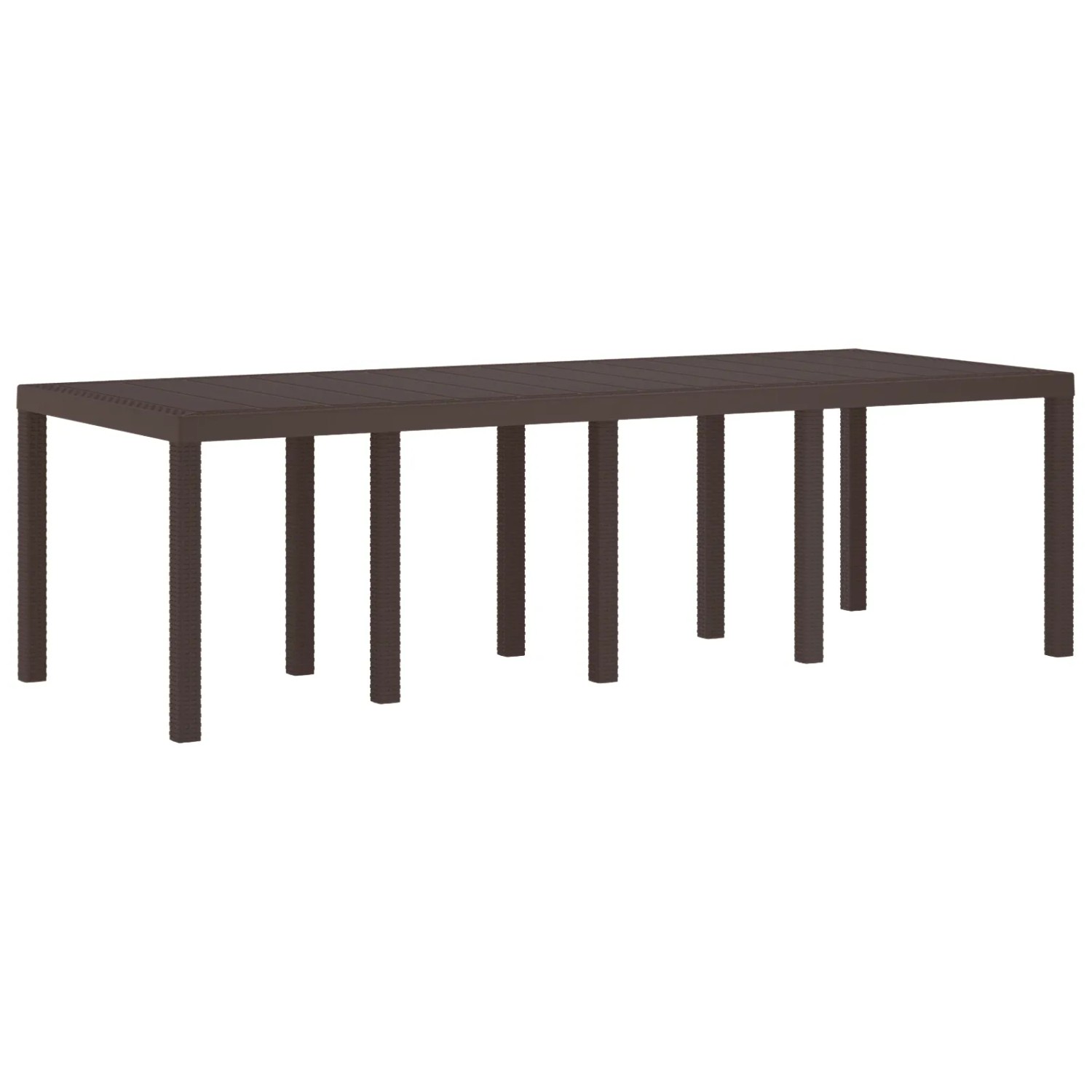 Rechteckiger, brauner vidaXL Gartentisch aus Poly Rattan, geeignet für bis zu 8 Personen.