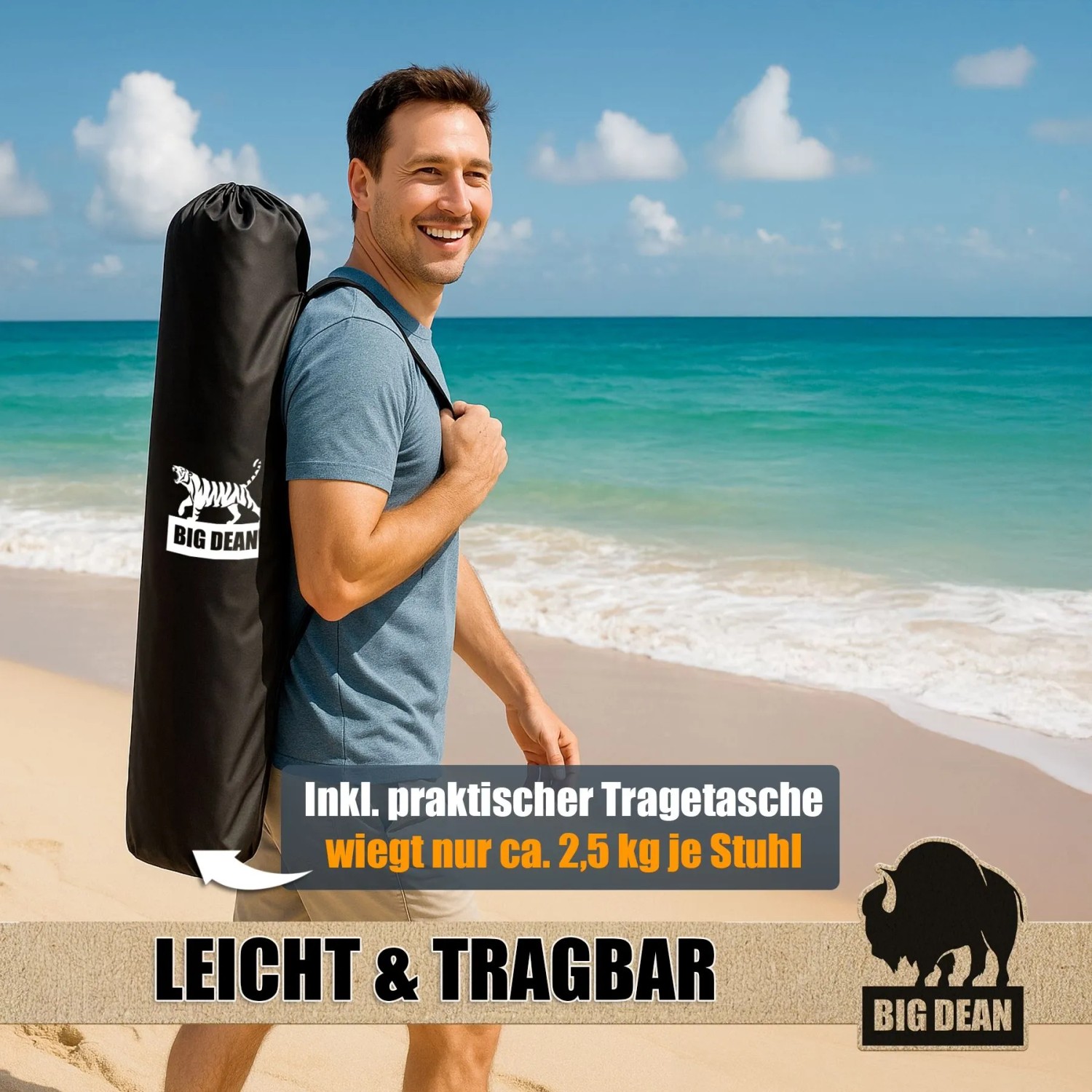 BigDean 2er Set Campingstuhl Extra Hohe Lehne bis 150kg Belastbar Faltstuhl Anglersessel Klappstuhl Klappsessel Campingstuhl Faltbar Angelstuhl_4