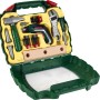Bosch Workcase Ixolino mit Akkuschrauber II und Werkzeug-Set im geöffneten, grünen Koffer.