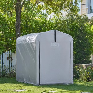 SoBuy Fahrradgarage für 1-2 Fahrräder Geräteschuppen mit UV-Schutz 120x163x176cm Grau KLS11-K