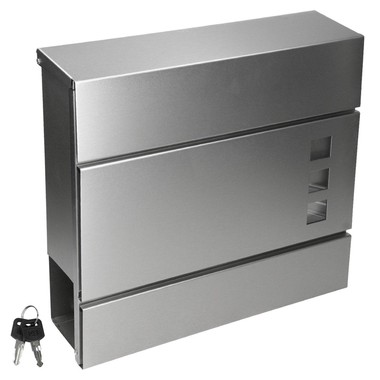 ECD Germany Briefkasten mit Zeitungsfach 37x10,5x36,5 cm in Silber aus Stahl