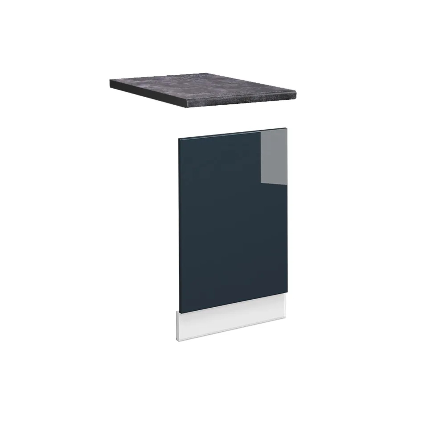 Vicco Frontblende Fame-Line Geschirrspüler Fronttür Dunkelblau Hochglanz 45 cm AP Anthrazit mit Weiß Korpus