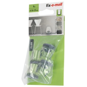 Fix-o-moll Rohrkappen Flex mit Filz, transparent/grau, 4 Stück, für Möbelgleiter & Oberflächenschutz.