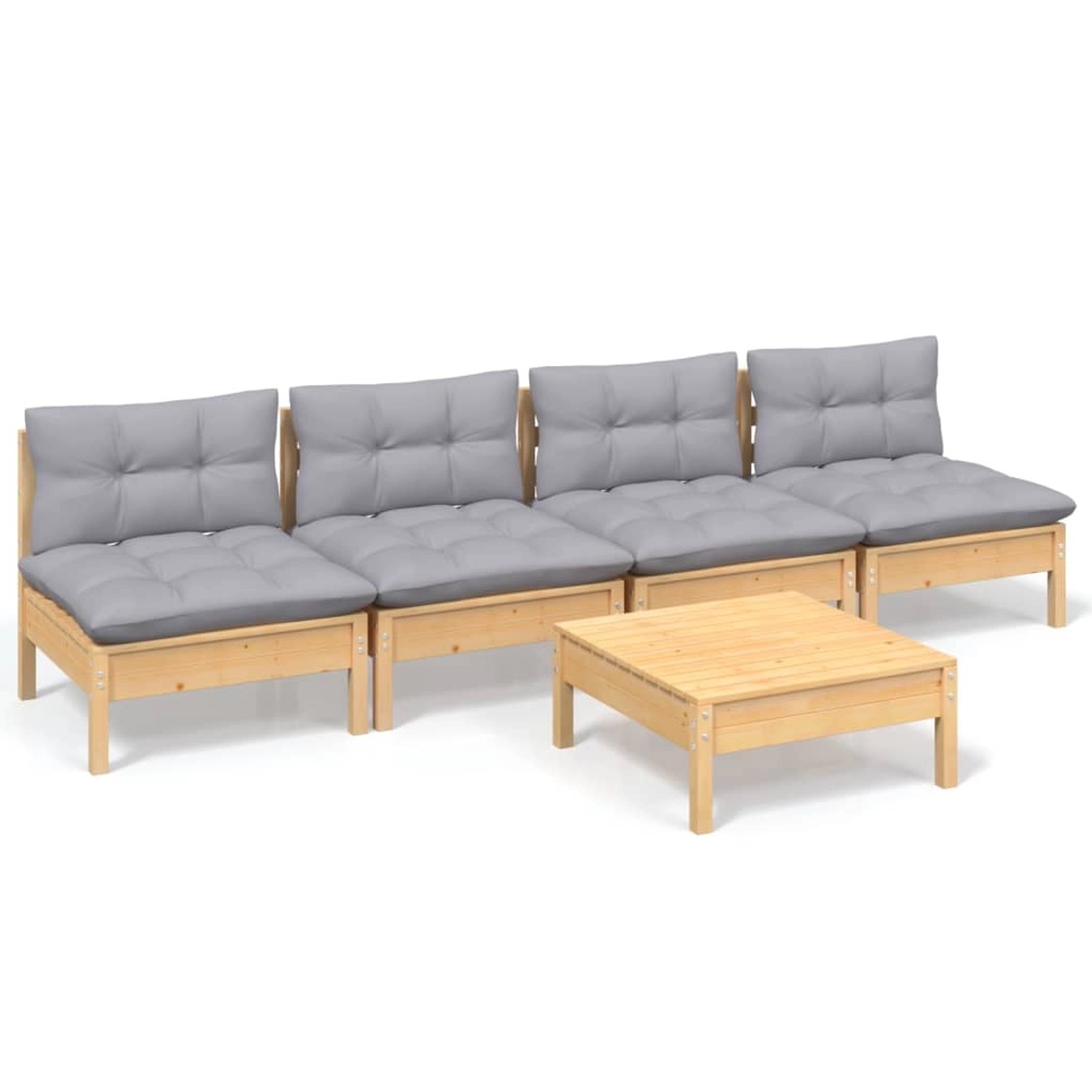 vidaXL 5-Tlg Garten-Lounge-Set mit Grauen Kissen Kiefernholz 3096129 günstig online kaufen