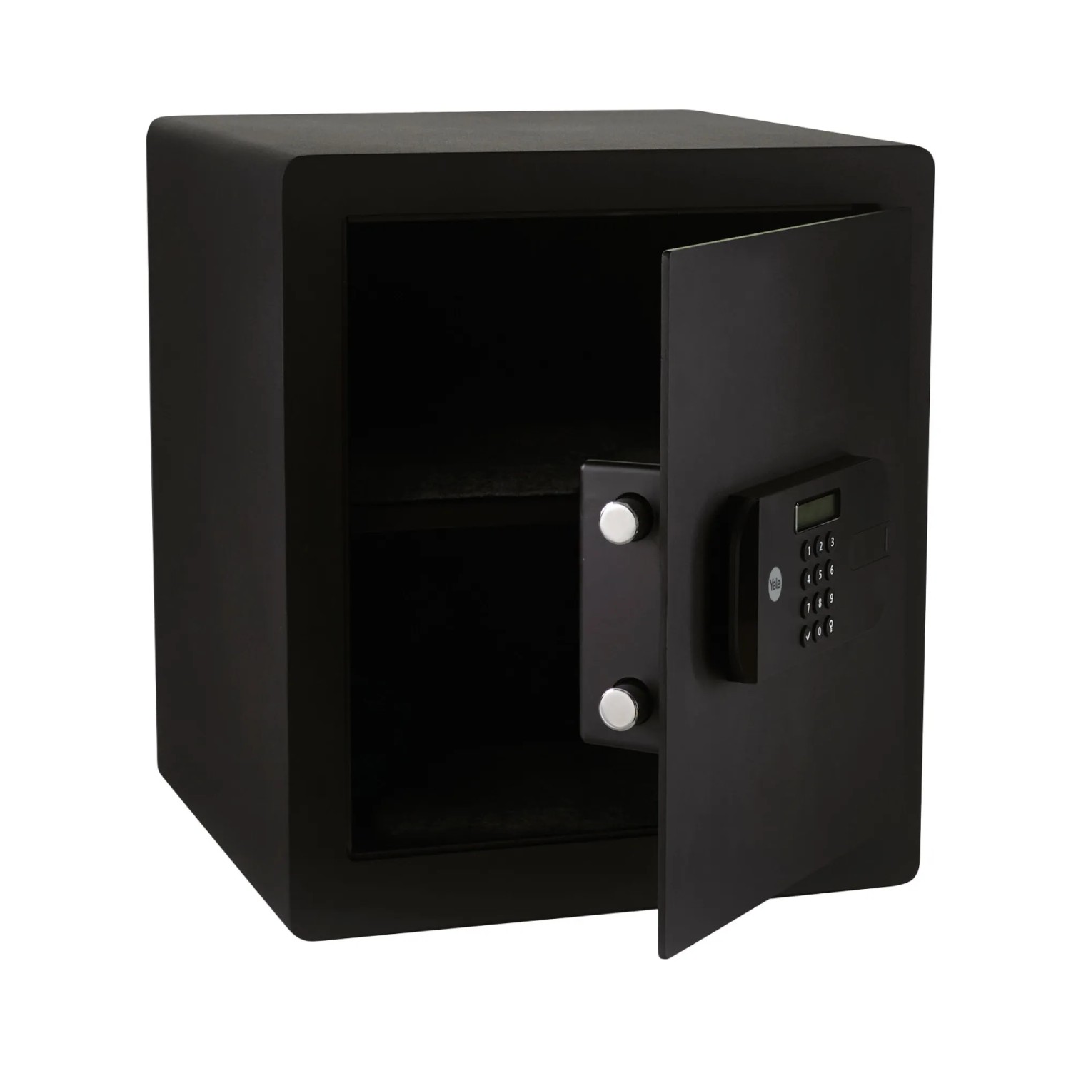 Offener, schwarzer Yale Tresor High Security Safe 38,5 l mit digitalem Code-Schloss.