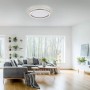 Moderne, flache LED Deckenleuchte Ritus Aluminium, Ø 40 cm, mit 3-Stufen-Dimmer für Wohnräume.